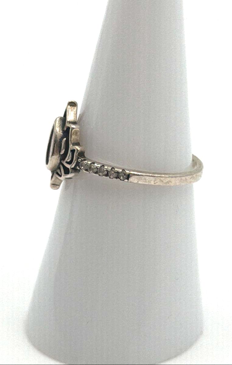 925 Sterling Silver Pink CZ W/ Accent Stones Lotus Flower Ring 2g