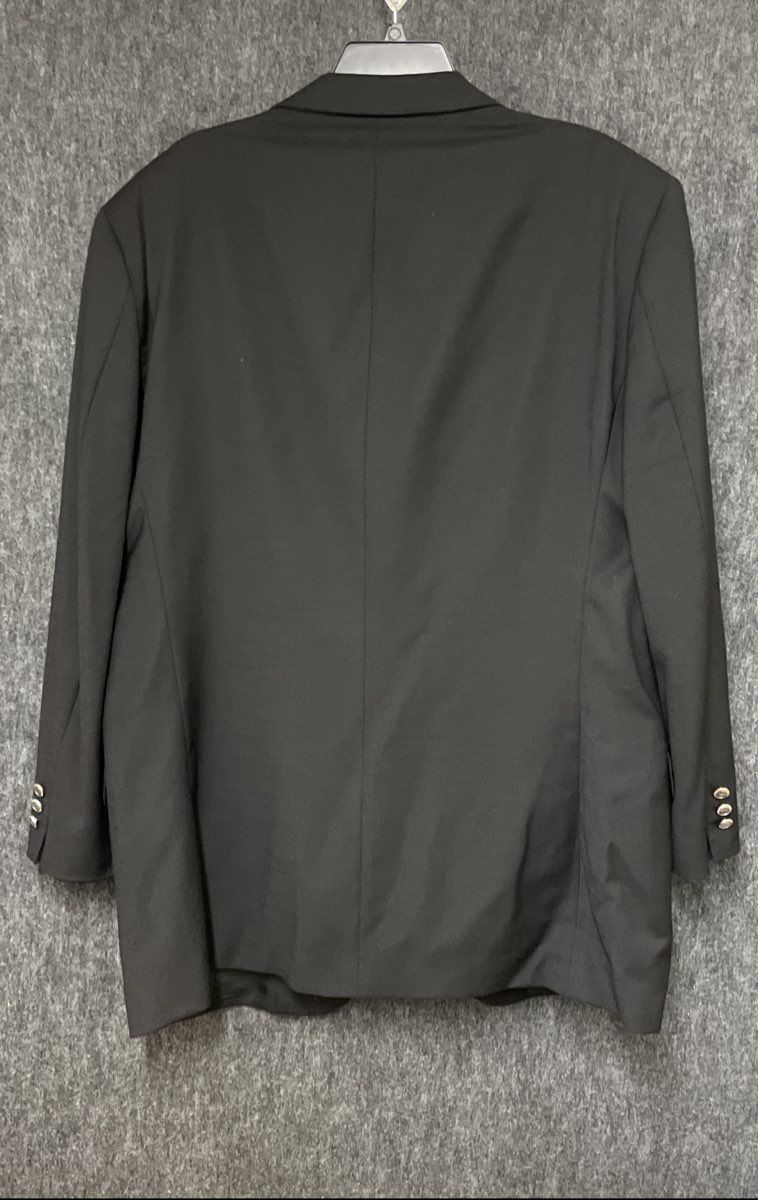 Emanuel Ungaro Men's Black 100% Wool 3-Button Blazer Silver Crest Buttons 46L