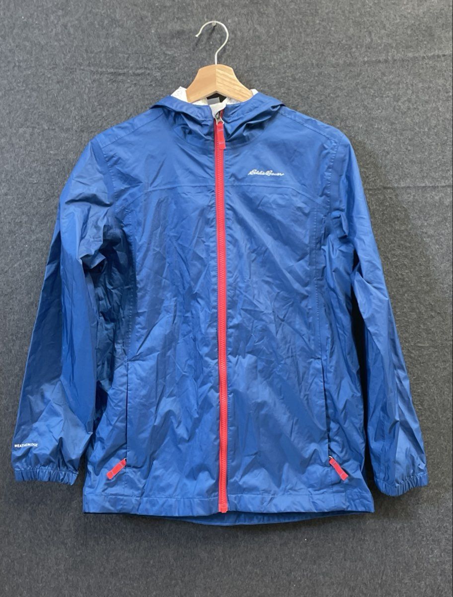 Eddie Bauer Kids Blue WeatherEdge Lightweight Hooded Zip Up Jacket Sz L 12