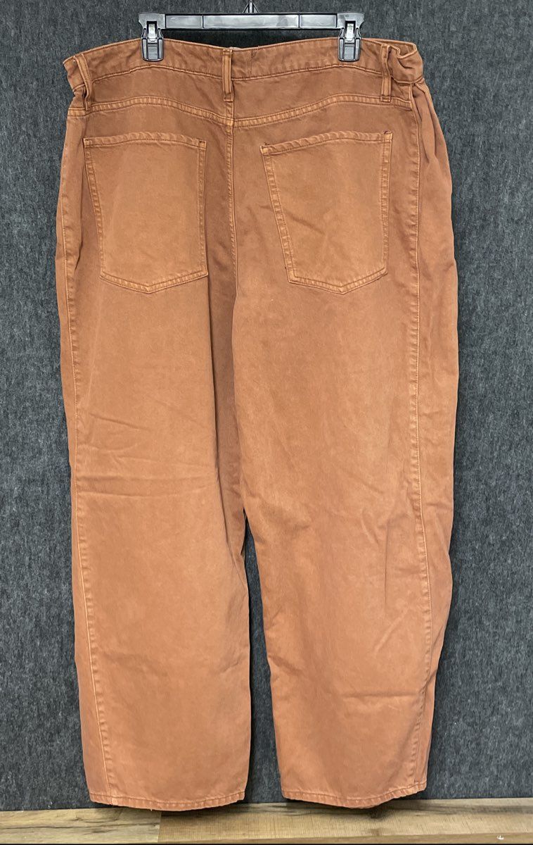 Fashion Nova Women's Alexandra Twill Wide Leg Barrel Pants Rust NWT Size 2X