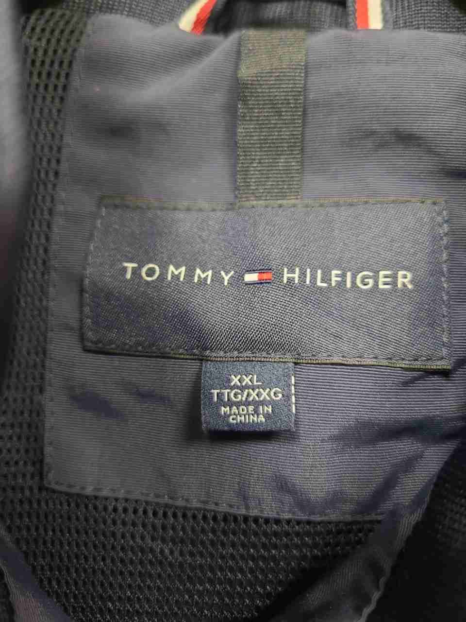 Tommy Hilfiger Men's Regatta Jacket Navy Blue Packable Hood Windbreaker Sz XXL