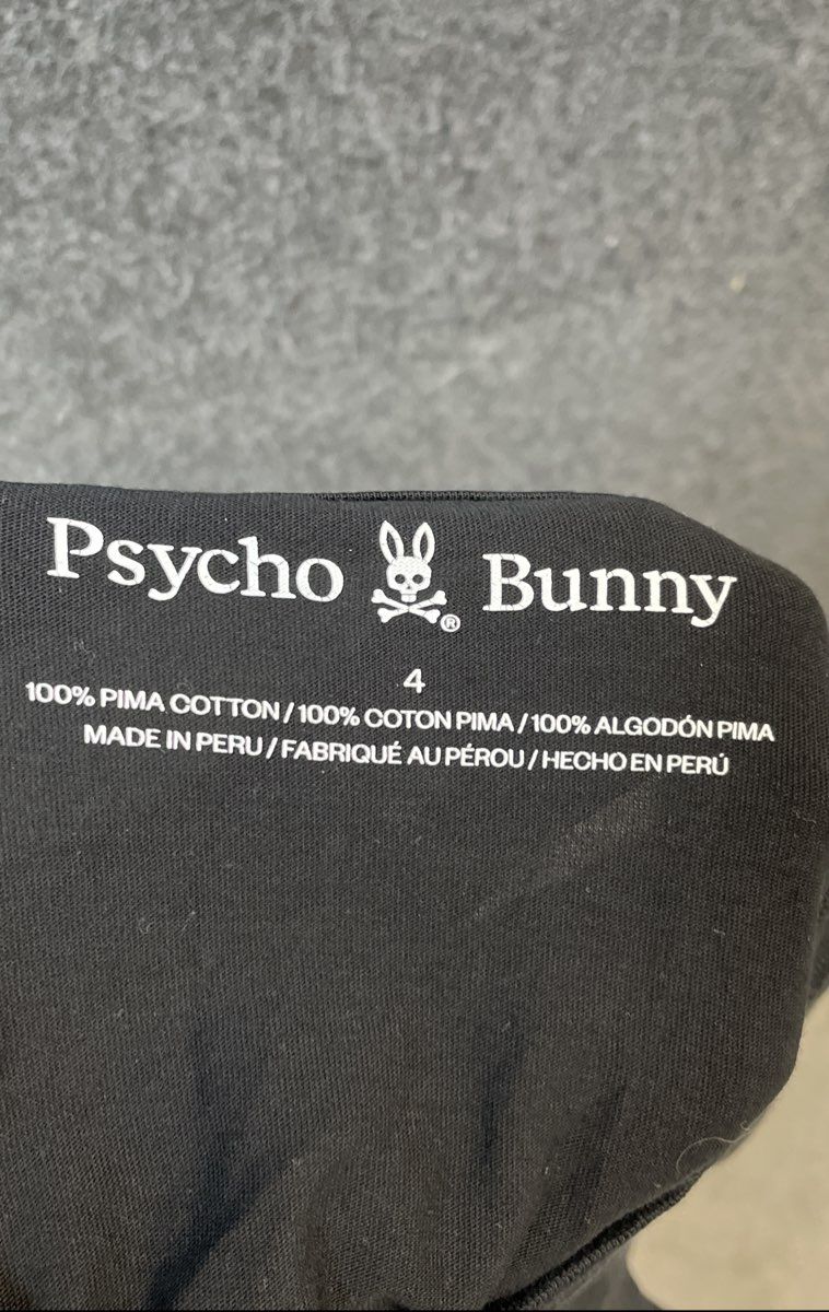Psycho Bunny Men's Black Triple Logo Graphic Pima Cotton T-Shirt Size 4