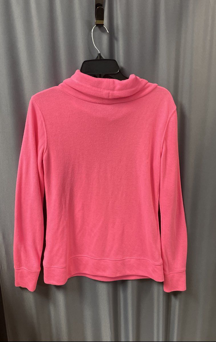 Lilly Pulitzer Women's Pink Cowl Neck Pullover Sweatshirt Pocket Sz XS