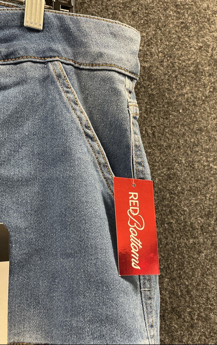 Red Bottoms Women's Blue High Waisted Skinny Cargo Jogger Jeans Sz 18 NWT