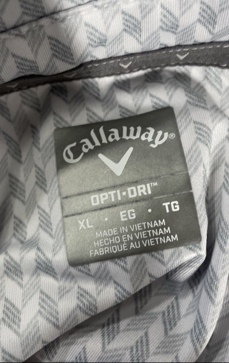 Callaway Men's White Opti-Dri Chevron Pattern Golf Polo Shirt Sz XL