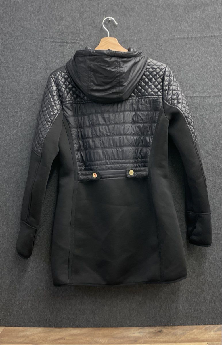 Michael Kors Women's Black Quilted Hooded Jacket Gold Hardware Mixed Media M
