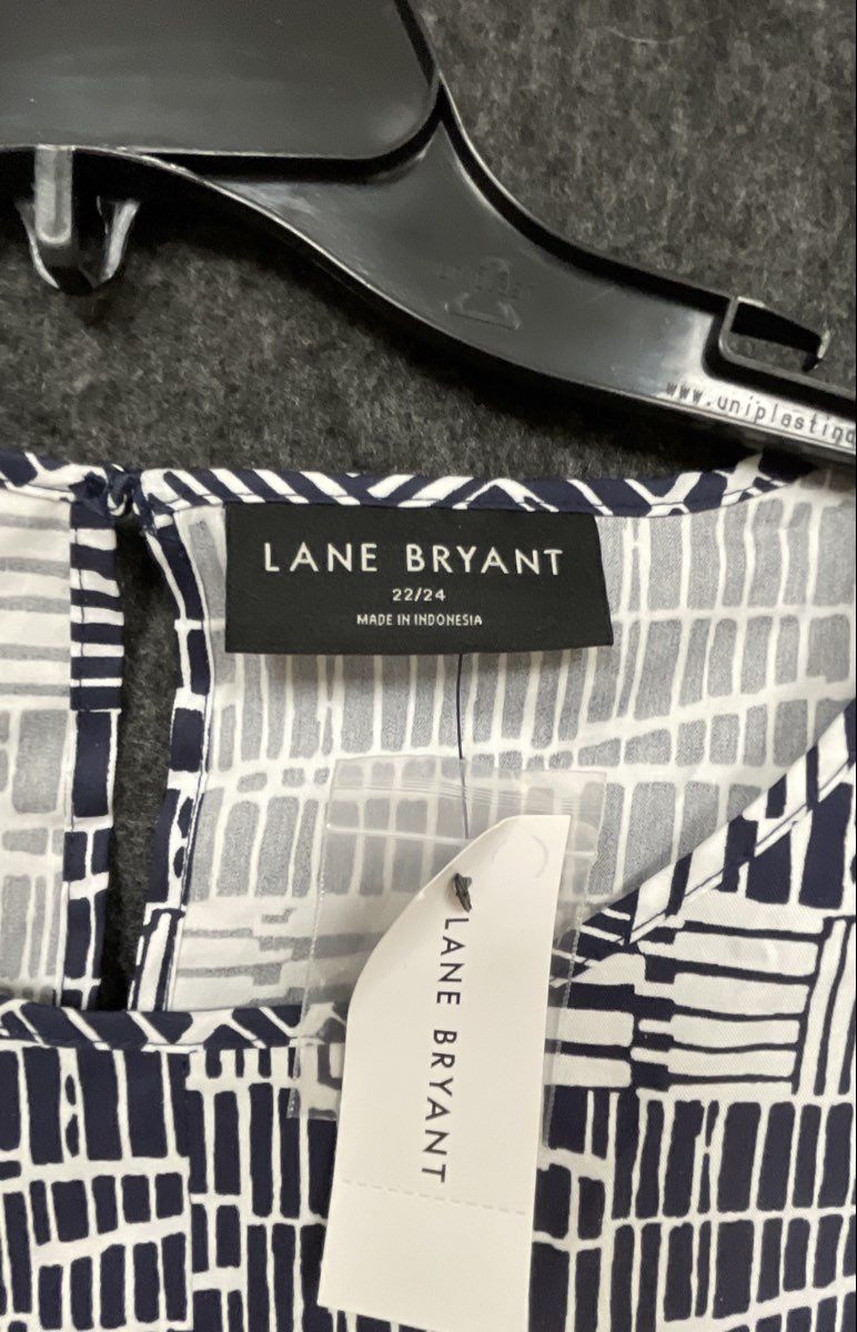 Lane Bryant Women's Geometric Navy White Hi-Low Tunic Dress Sz 22/24 NWT