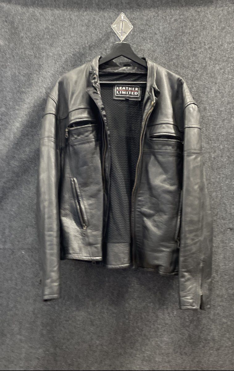 Leather Limited Men's Black Leather Motorcycle Biker Jacket Mesh Lined Sz XXL