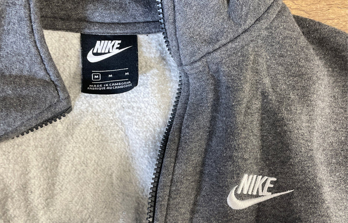 Nike Men's Grey Fleece Quarter Zip Pullover Mock Neck Sweatshirt Sz M
