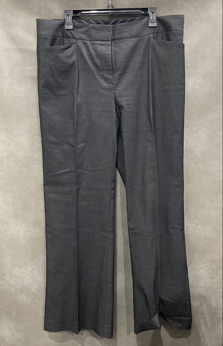 DKNYC Women's Grey Herringbone Dress Pants Trousers Straight Leg Sz 16