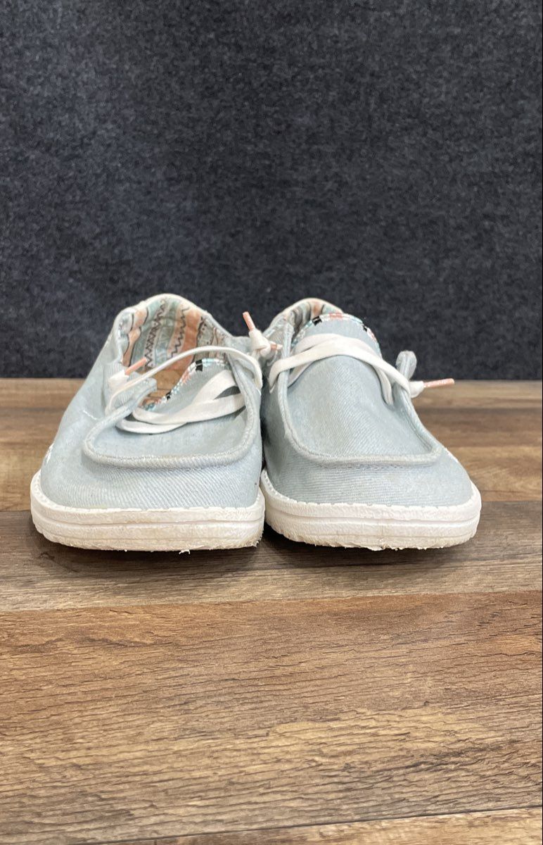 Hey Dude Wendy Boho Light Denim Women's Slip On Loafers Size 6