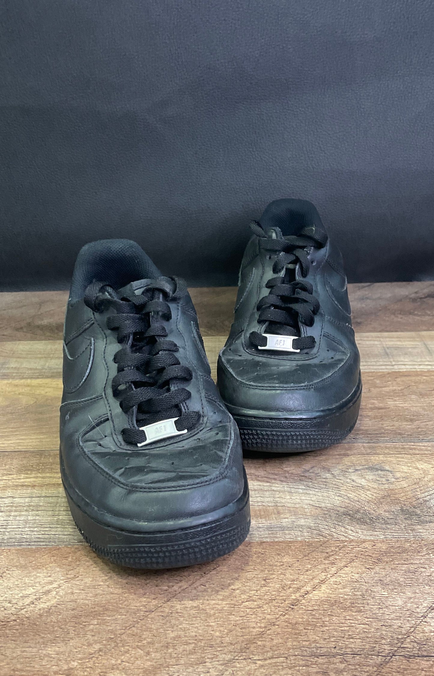 Nike Air Force 1 Low Triple Black Leather Women's Sneakers Size 9