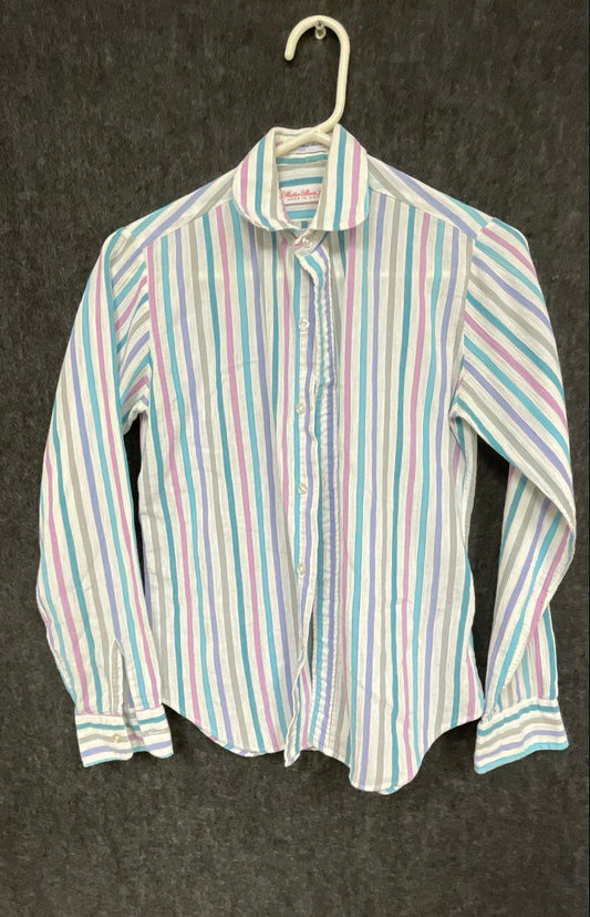 Vintage 90s Mather Shirts Ltd Women's Striped Cotton Button Up Shirt USA Sz 10