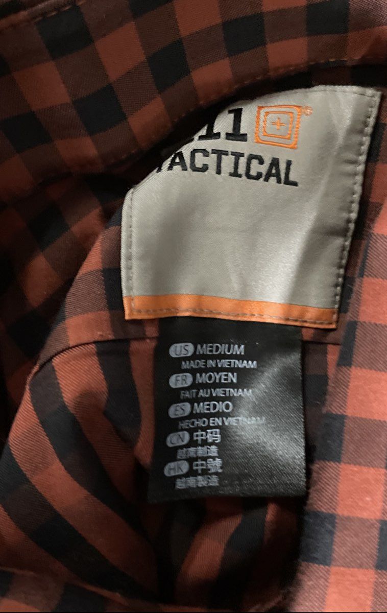 5.11 Tactical Men's Red Black Plaid Long Sleeve Button Down Utility Shirt Sz M