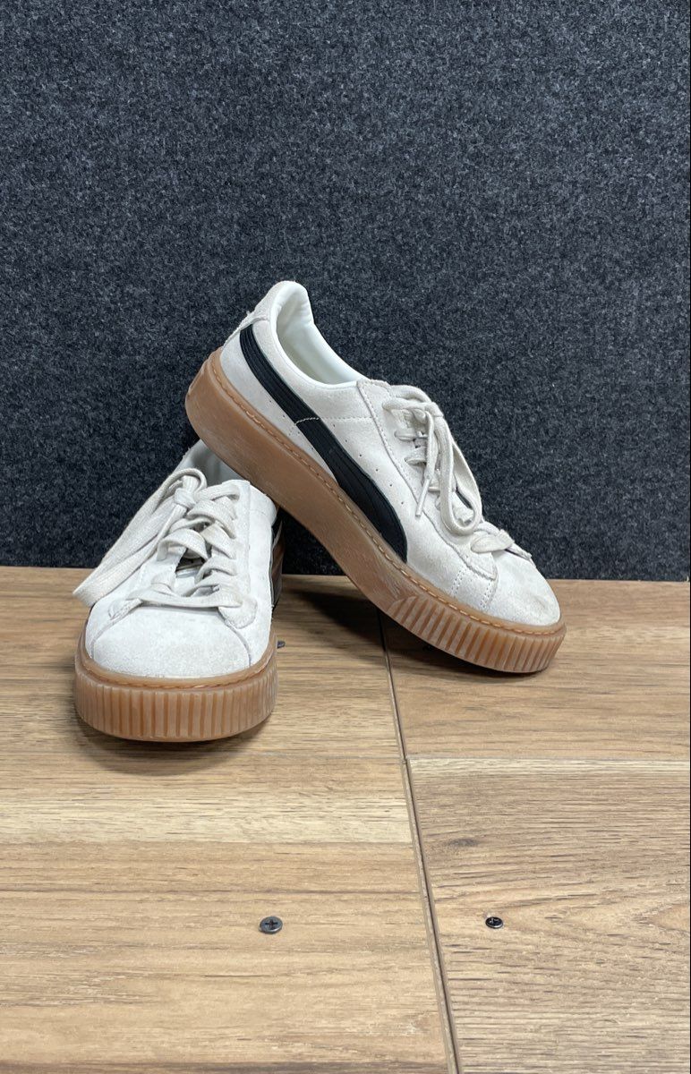 Puma Suede Platform Marshmallow Black Gum Women's Sneakers Size 7.5
