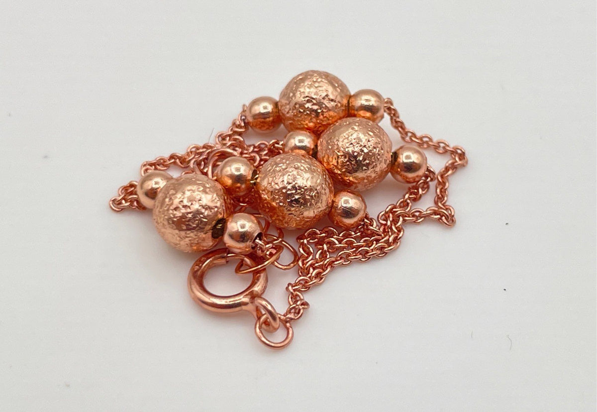 Lot Of Two 925 Sterling Silver Rose Gold Tone Beaded Ankle Bracelets 4.7g