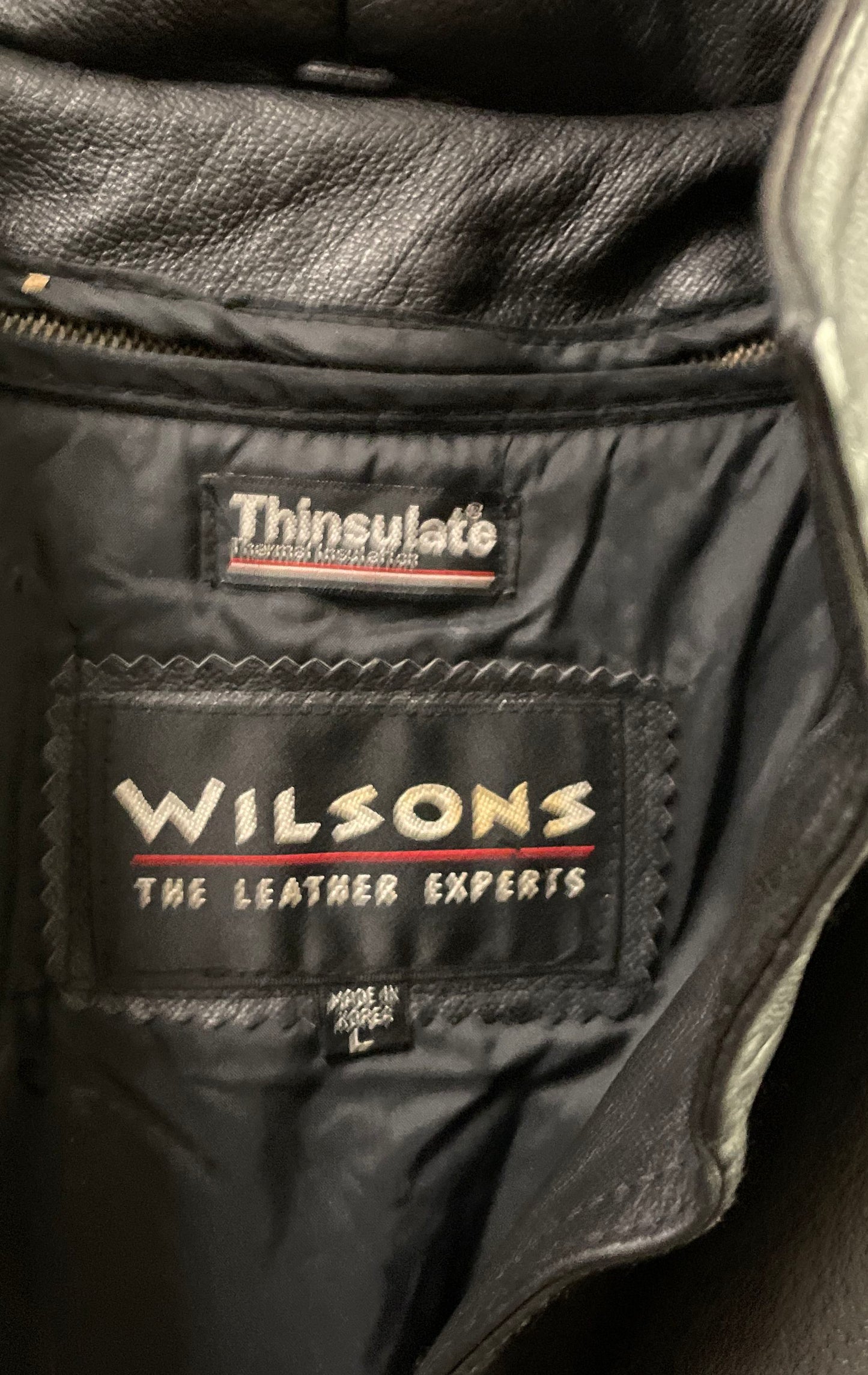 Vintage 90s Wilsons Leather Thinsulate Lined Long Trench Coat Sz L