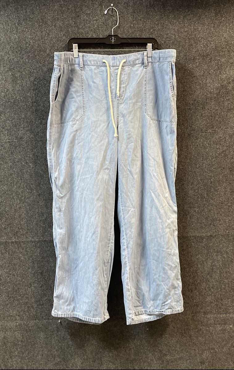Torrid Women's Light Blue Cotton Chambray Drawstring Wide Leg Pants Sz 2R