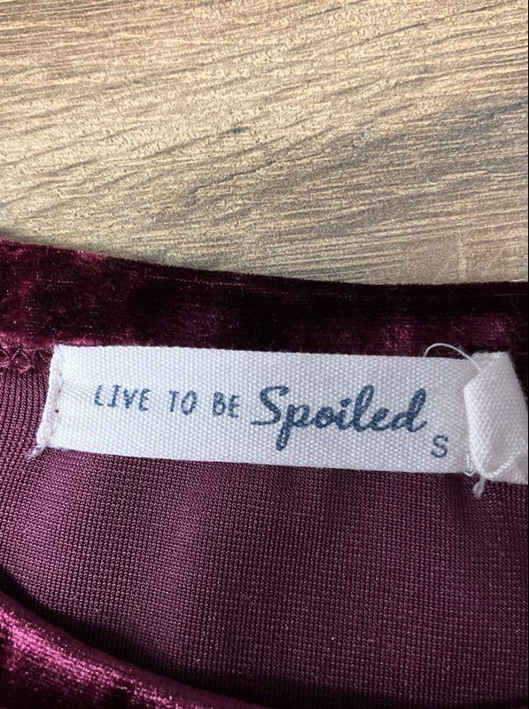Live To Be Spoiled Women's Burgundy Crushed Velvet Ruched Bodycon Dress Sz S