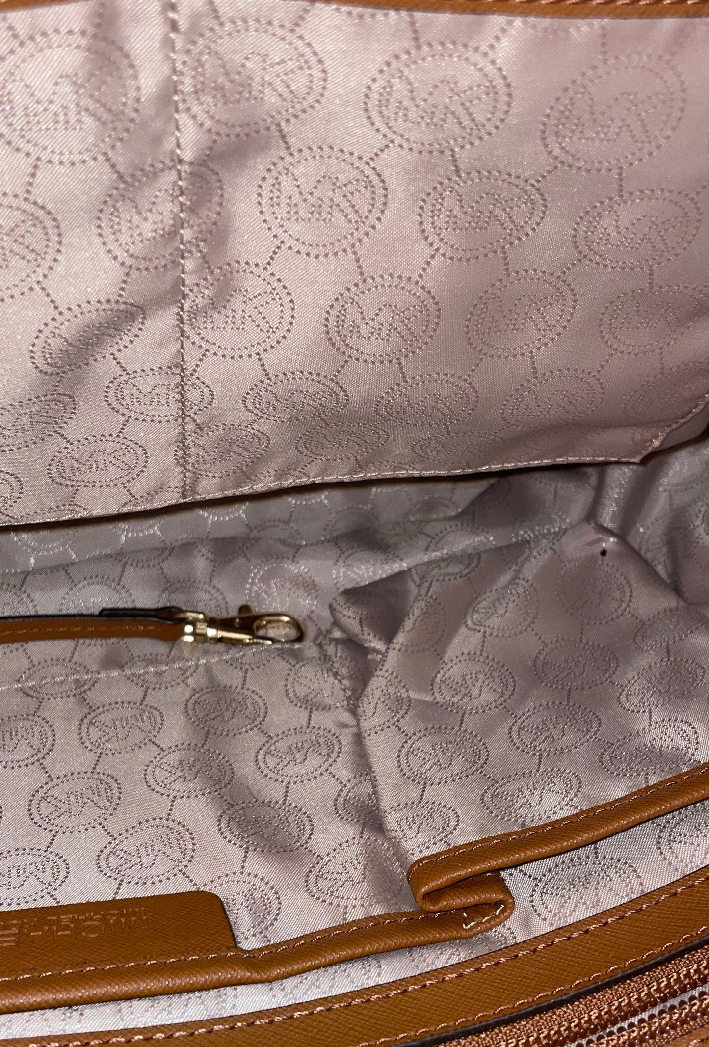 Michael Kors Brown Nylon Saffiano Leather Trim Hobo Shoulder Bag Gold Hardware