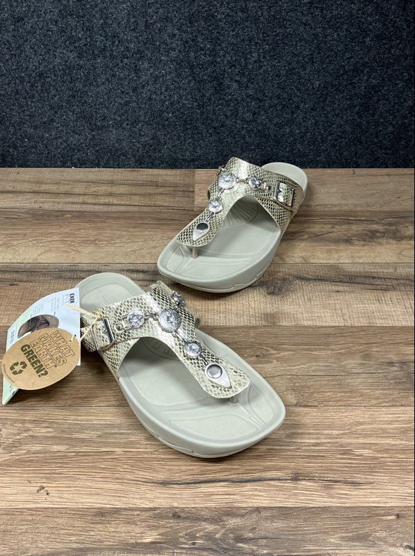 Earth Kalso Exer-Jewel Gold Snake Print Sandals Women's Size 9 NIB