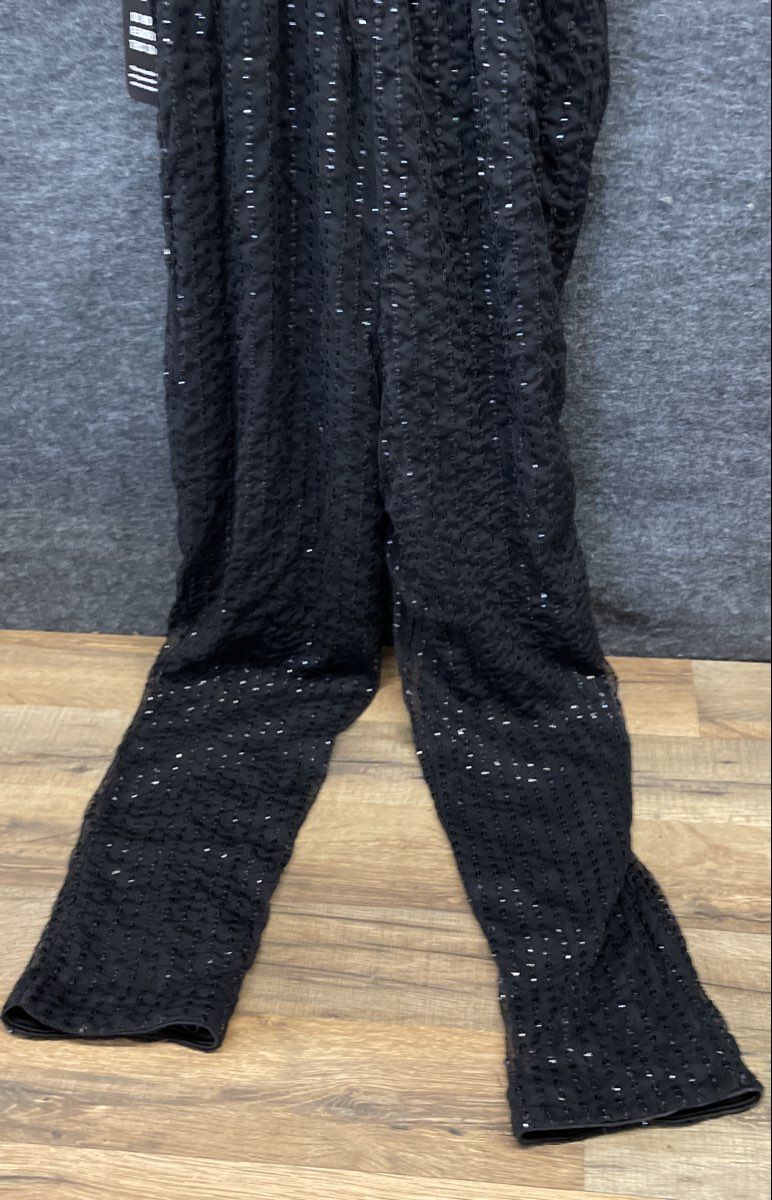 Express Women's Black Sequin Stripe V-Neck Surplice Dress Jumpsuit NWT Size XS