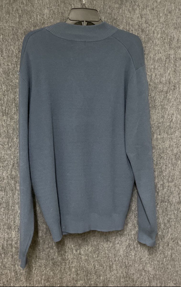 Tahari Men's Blue Ribbed Mock Neck Quarter-Zip Sweater Size Large
