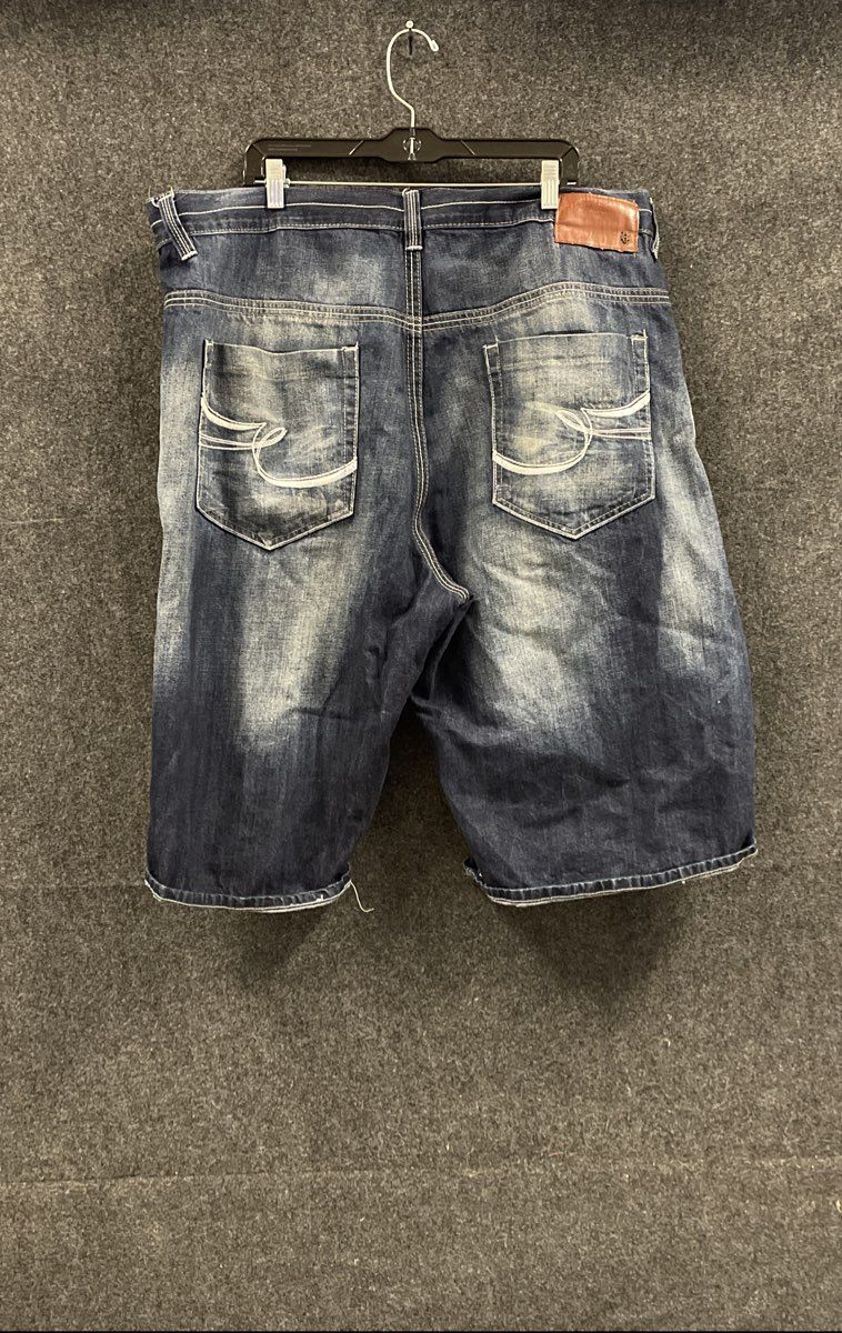 Ecko Blue Men's Dark Wash Denim Shorts Embroidered Baggy Streetwear Sz 44W