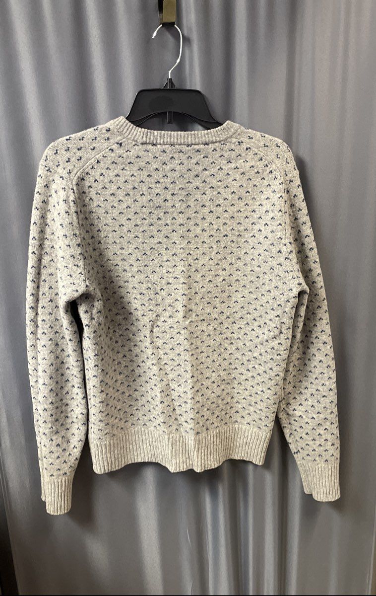 J. Crew Men's Gray Blue Patterned Lambswool Crewneck Sweater Sz M