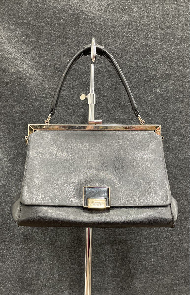 Dune London Black Leather Frame Bag Satchel Top Handle Gold Hardware Purse