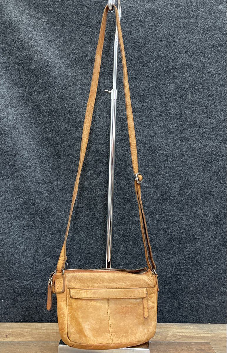Vilenca Holland Brown Leather Woven Crossbody Shoulder Bag Adjustable Strap