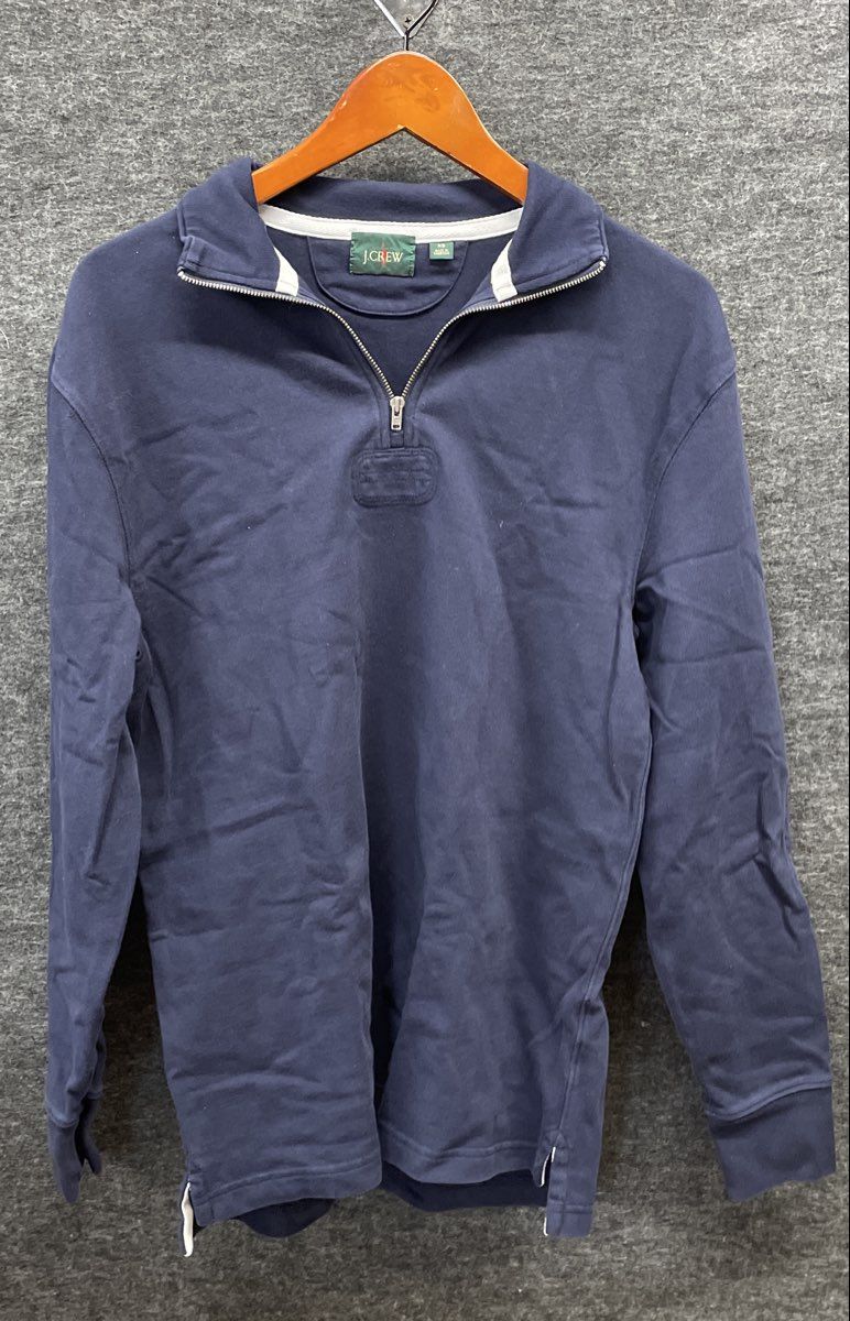 J.Crew Men's Blue Quarter Zip Long Sleeve Pullover Sweatshirt Elbow Patches XS