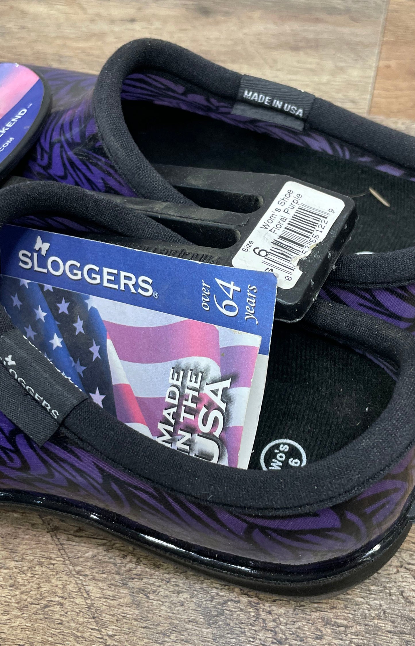 Sloggers Garden Outfitters Floral Purple Women's Clog Shoes Size 6