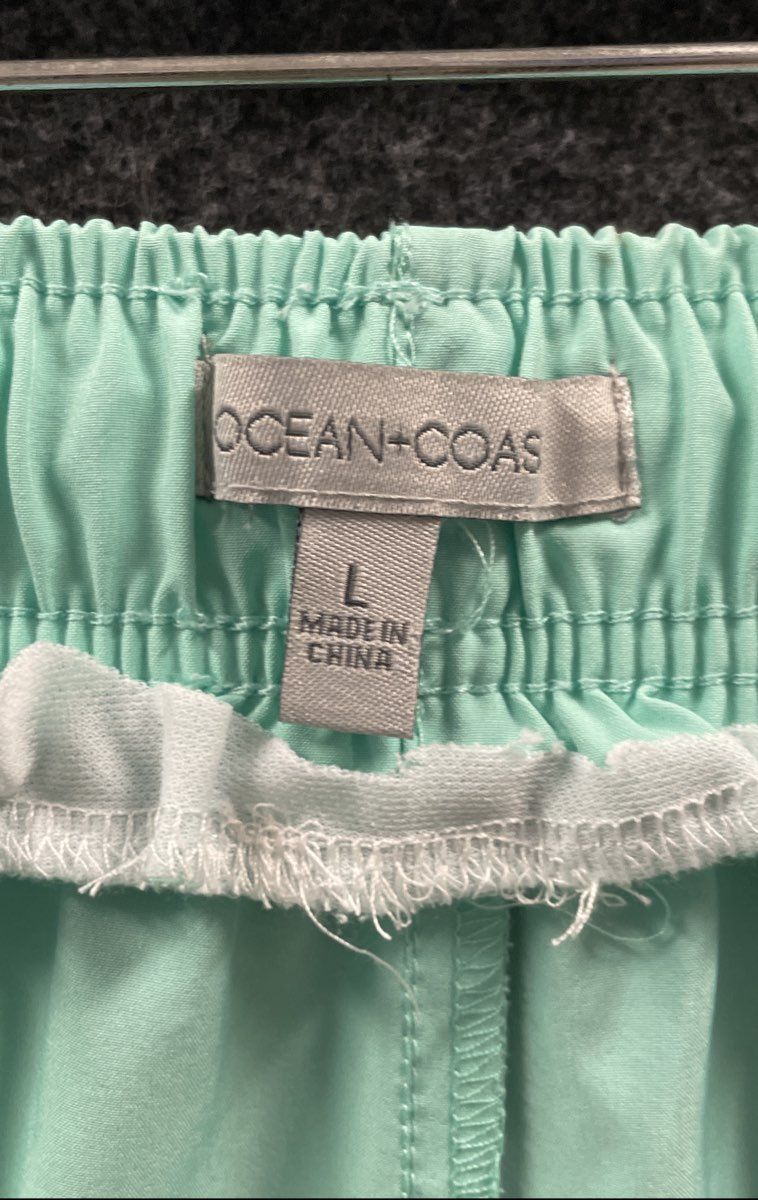 Ocean + Coast Men's Swim Trunks Shorts Mint Green Elastic Waist Mesh Lined Sz L