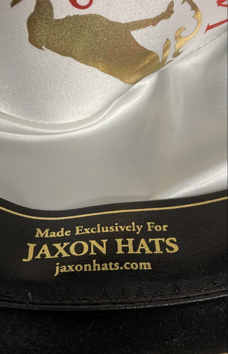 Jaxon Men's Black Wool Felt Fedora Hat White Grosgrain Band NWT Size Large