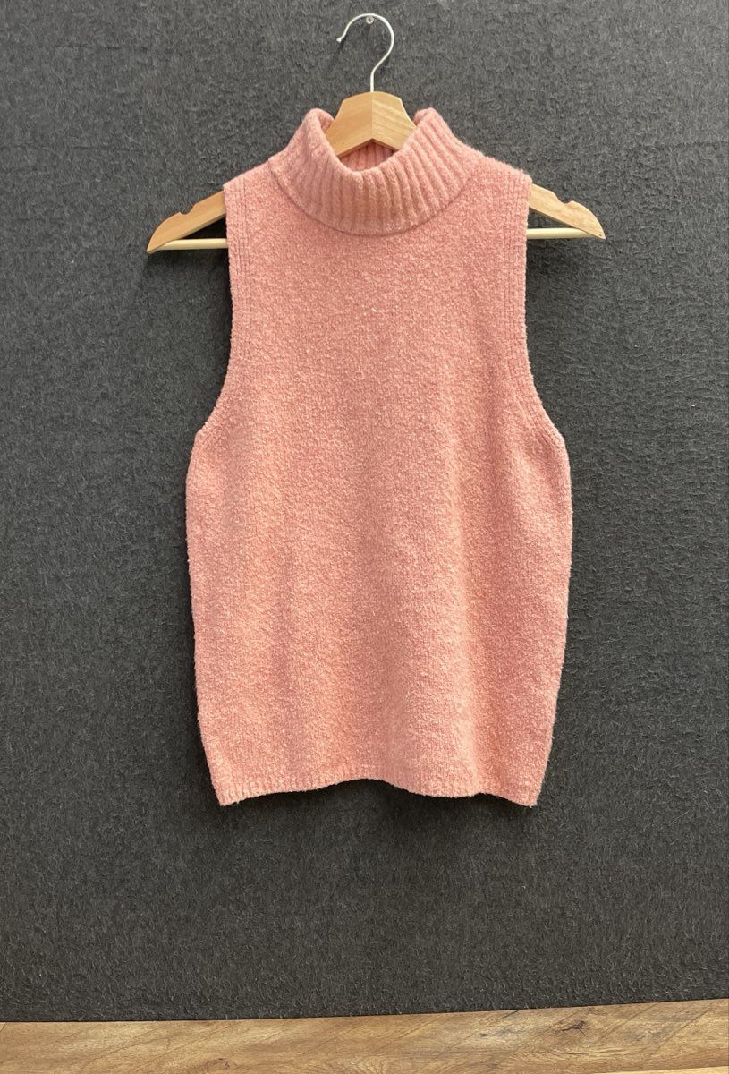 Express Women's Pink Mock Neck Knit Sleeveless Top Sweater Vest NWT Size L