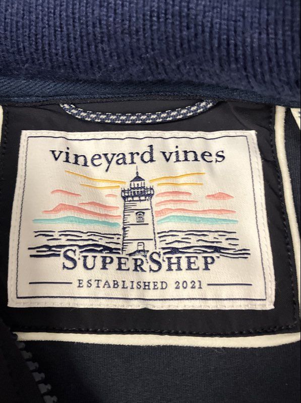 Vineyard Vines Men's Navy Nautical Icons SuperShep Fleece 1/4 Zip Pullover XL