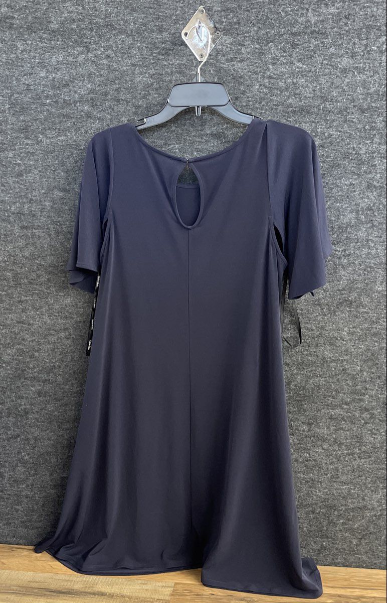 Calvin Klein Women's Navy Blue Flutter Sleeve Keyhole Back A-Line Dress Sz 8