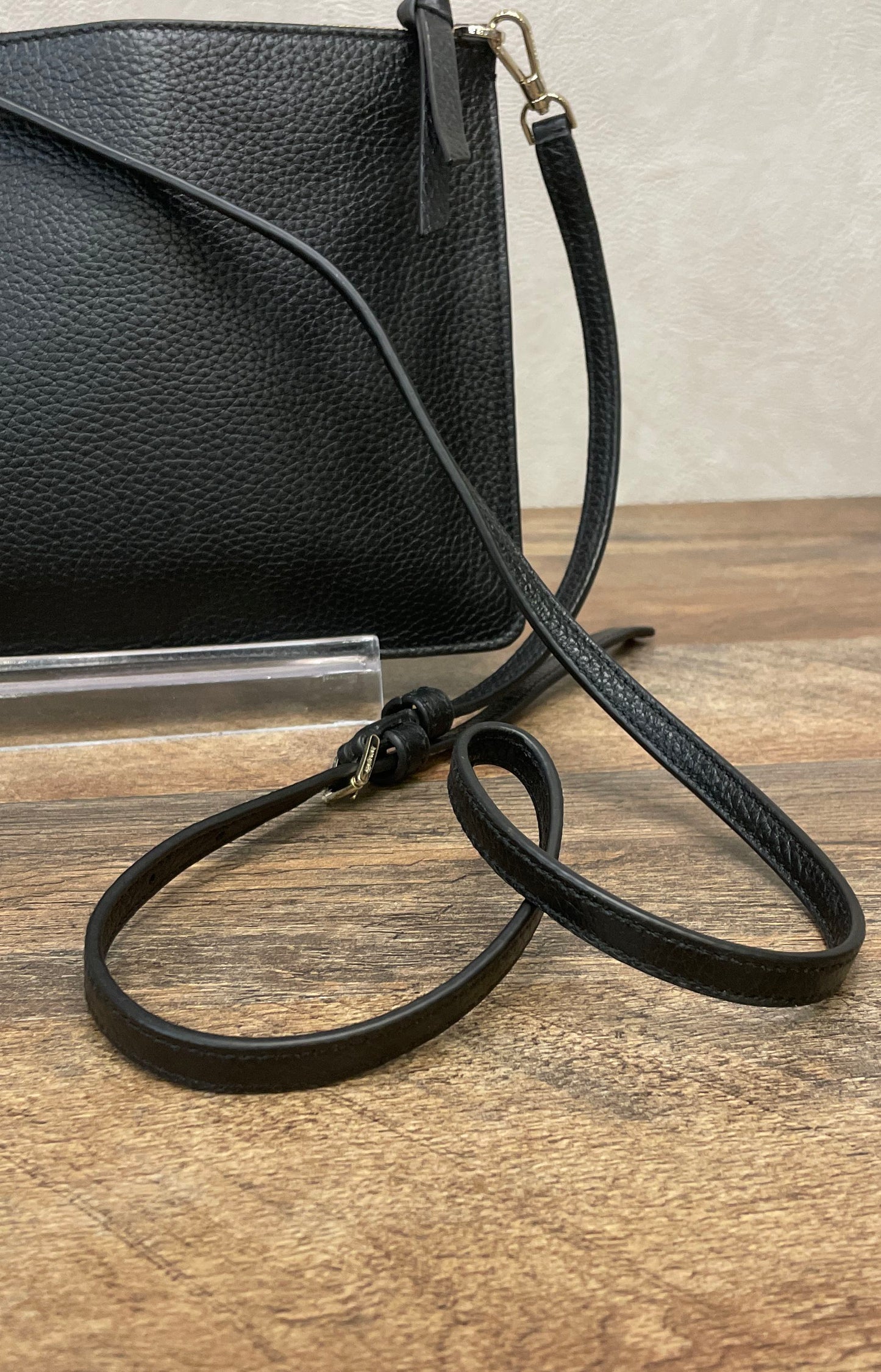Kate Spade Black Pebbled Leather Slim Crossbody Bag Gold Hardware