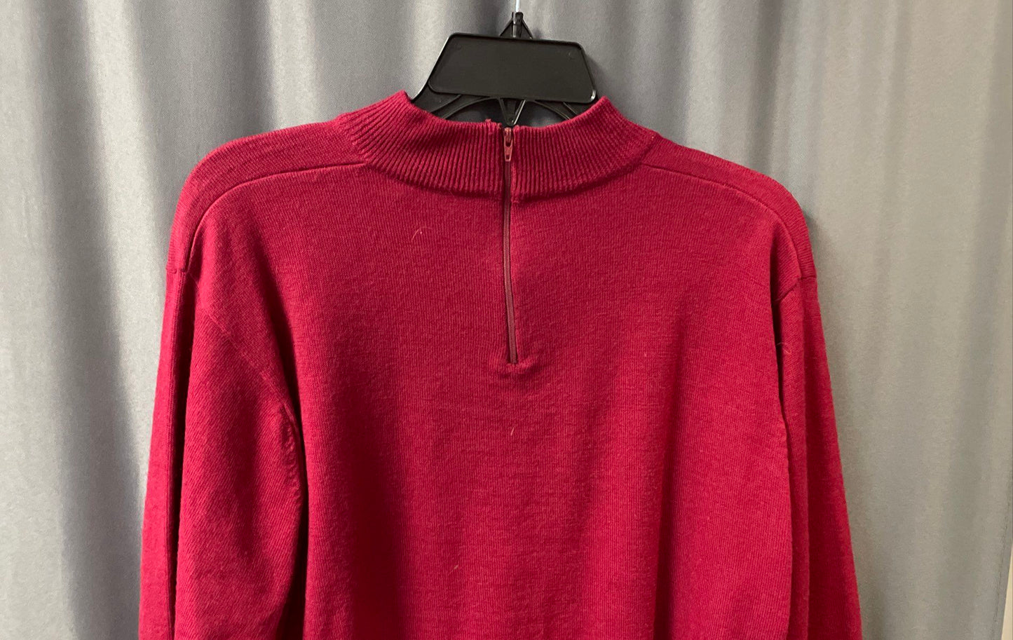 Vintage 90s Bleyle Women's Burgundy Merino Wool Mock Neck Back Zip Sweater XL