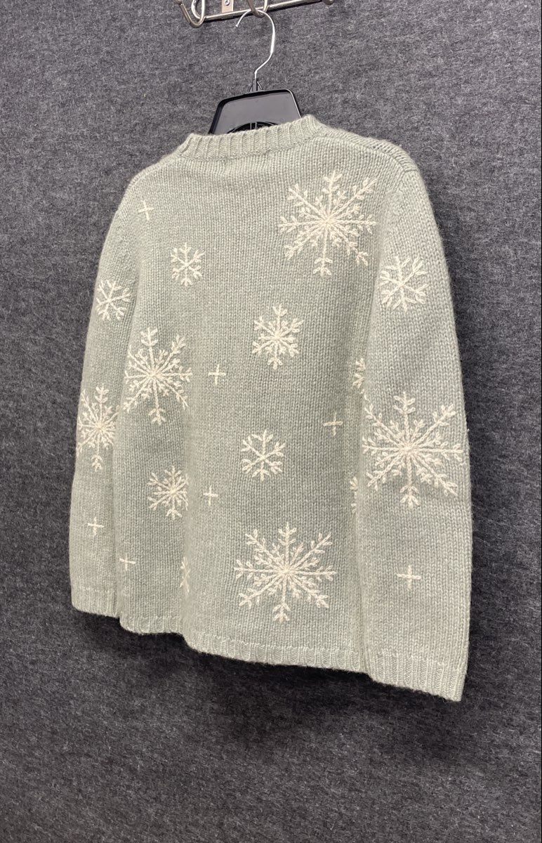Vintage 90s Newton Trading Co Men's Green Shetland Wool Snowflake Sweater Sz M
