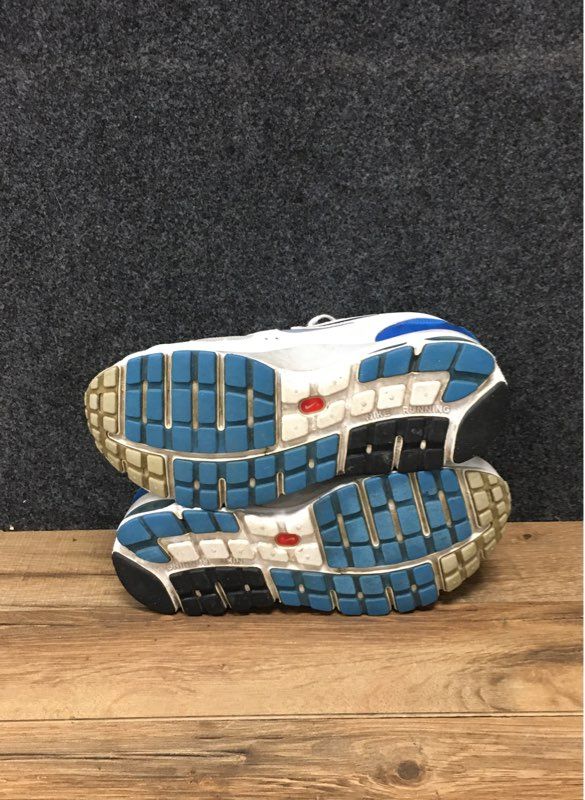 Nike Air Max Moto 8 White Blue Grey Running Shoes Women's Size 7.5