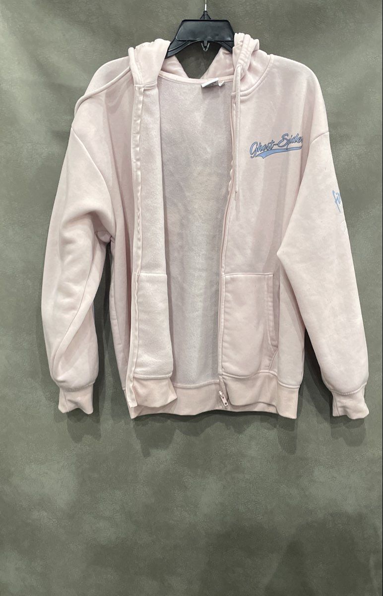 Marvel Women's Ghost-Spider Pink Graphic Full Zip Hoodie Gwen Stacy Size XL