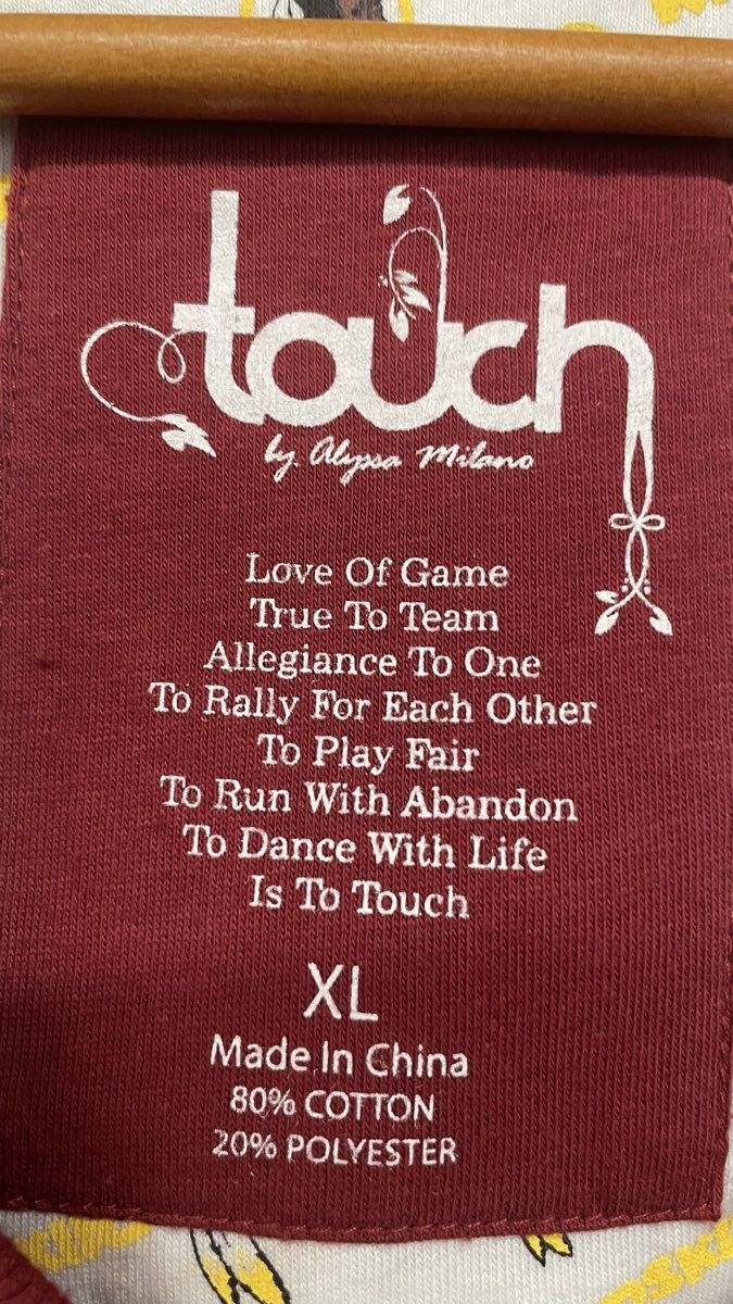 Touch by Alyssa Milano Women's Redskins V-Neck Hoodie Burgundy Graphics Sz XL
