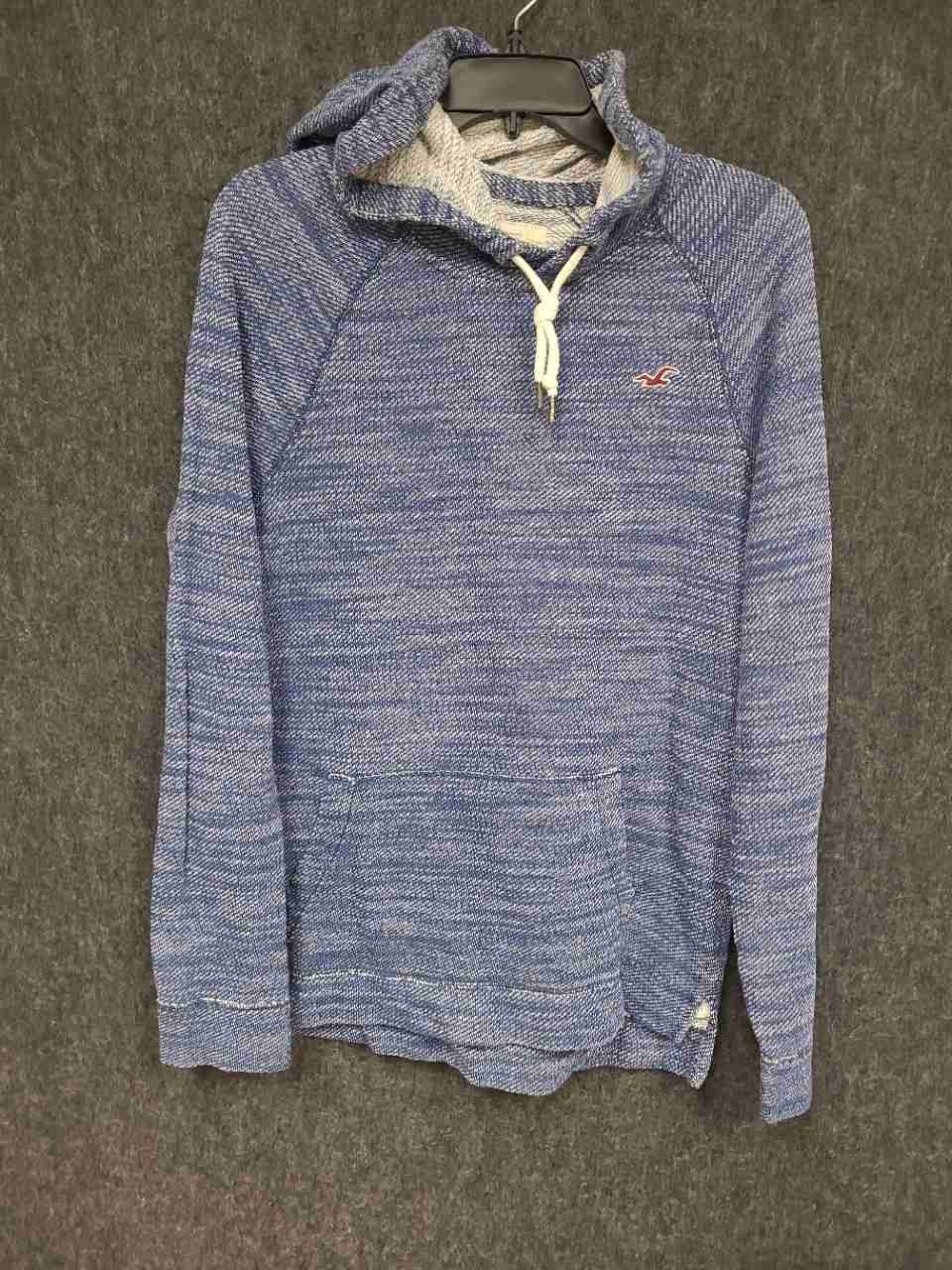 Hollister Men's Pacific Merchants Blue Marled Knit Pullover Hoodie Sz S
