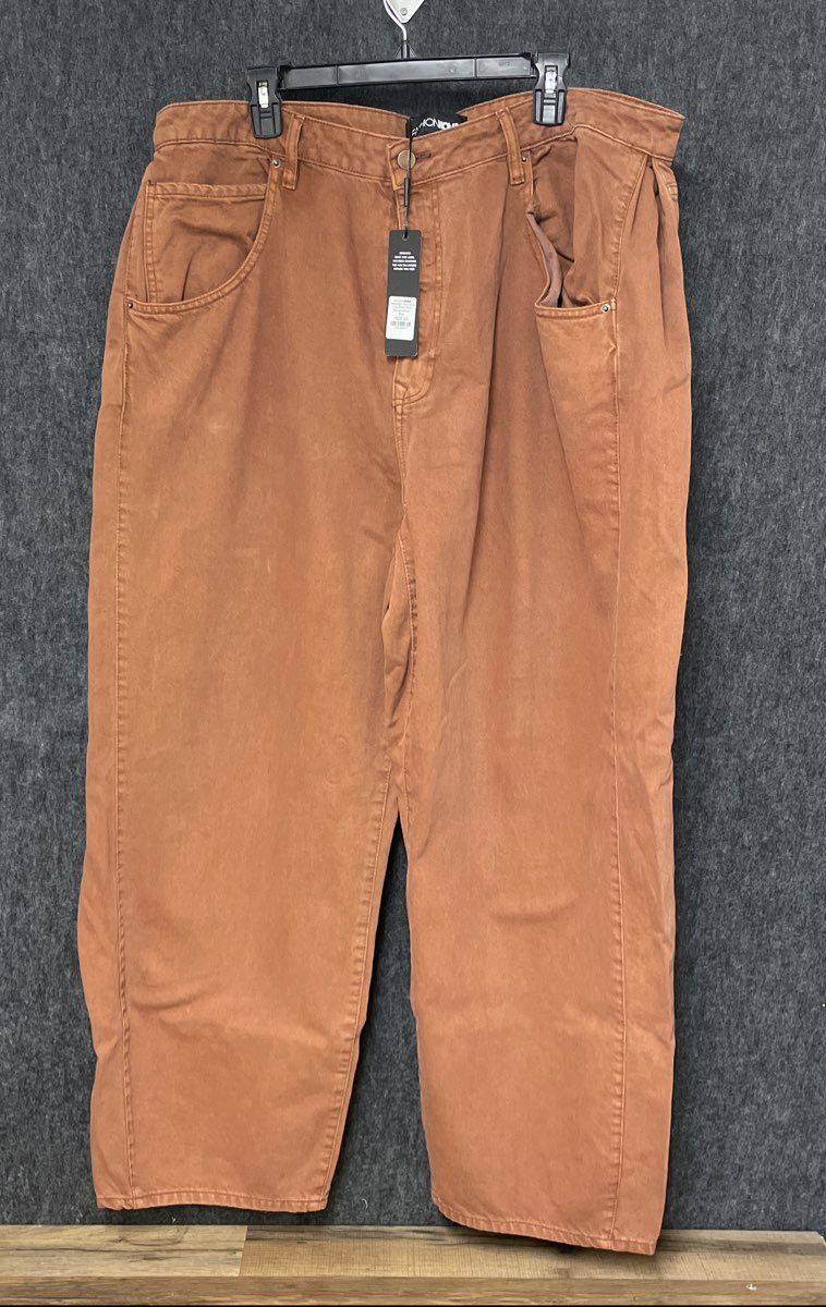 Fashion Nova Women's Alexandra Twill Wide Leg Barrel Pants Rust NWT Size 2X