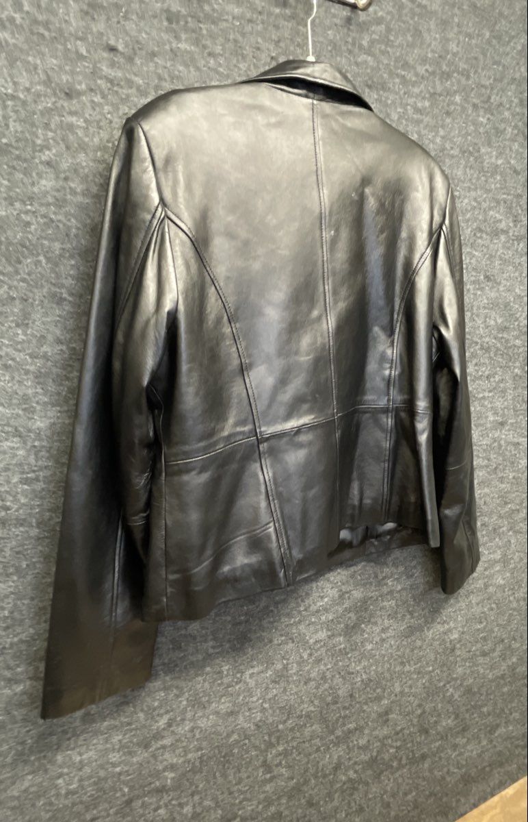 Vintage Y2K Uniform John Paul Richard Women Black Lambskin Leather Jacket Sz 16