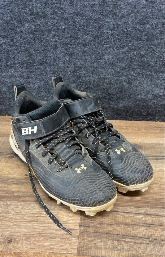 Under Armour Harper 7 Black White Mid RM Baseball Cleats Size 7.5