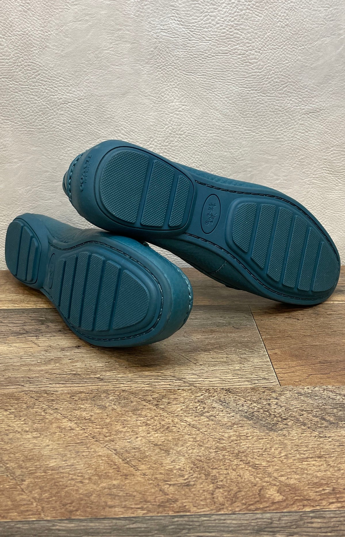 Coach Marley Driver Turquoise Pebbled Leather Loafers Women's Size 5.5