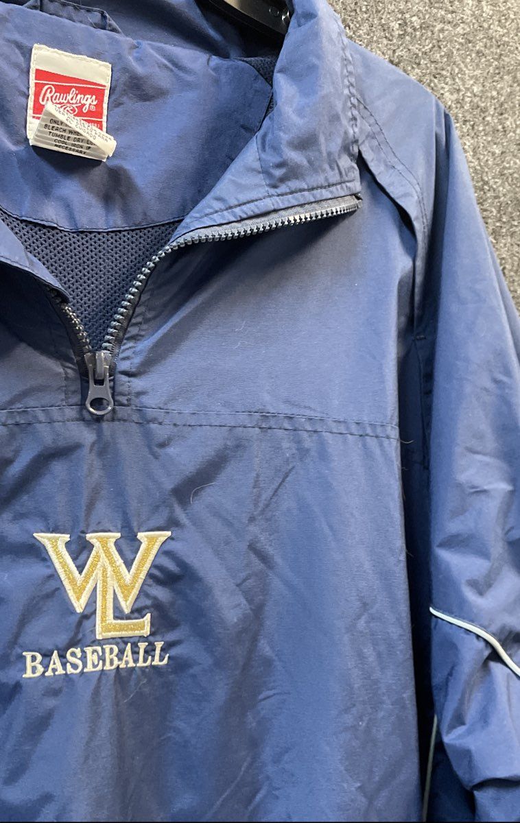 Rawlings Men's Blue 1/4 Zip WL Baseball Windbreaker Pullover Jacket Sz XL